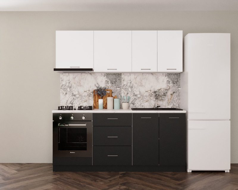 Bucatarie Marta 200cm Antracit & Alb