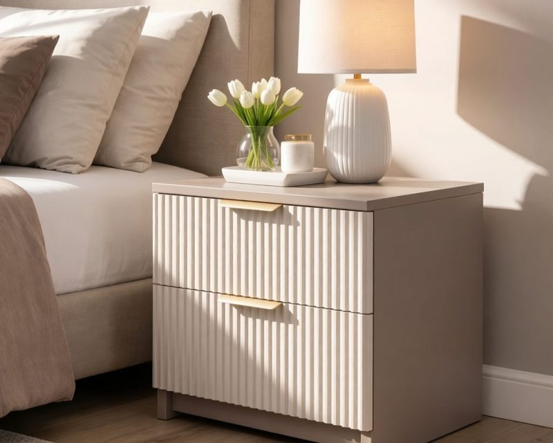 Noptiera Soft, casmir, 2 sertare, MDF riflaj vopsit