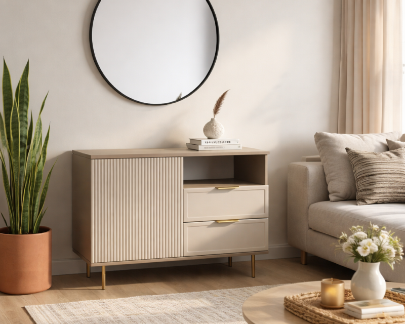 Comodă Soft cu fronturi MDF , finisaj casmir