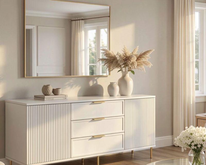 Comoda Soft, alb, 3 sertare, 2 usi, MDF vopsit