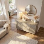 Comoda Soft, casmir, 3 sertare, 2 usi, MDF vopsit