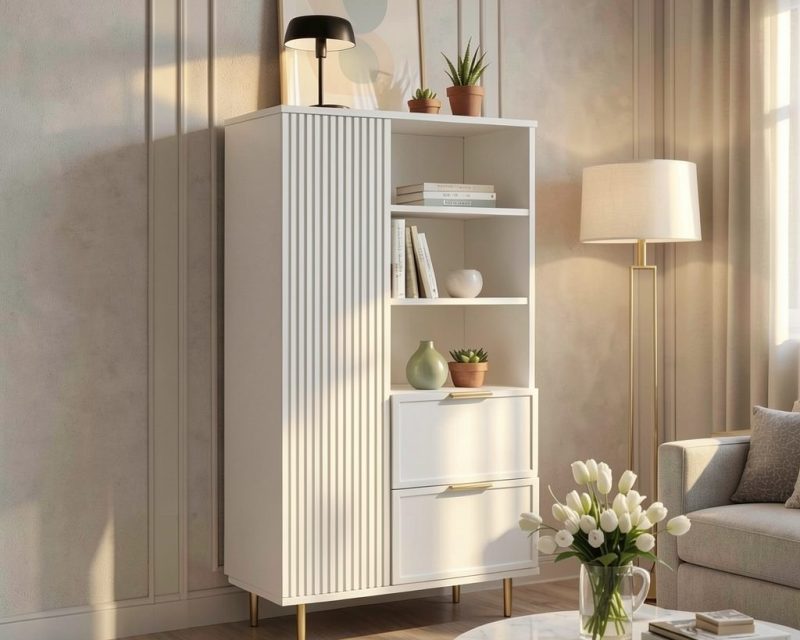 Dulap Living Soft, alb, MDF frezat vopsit