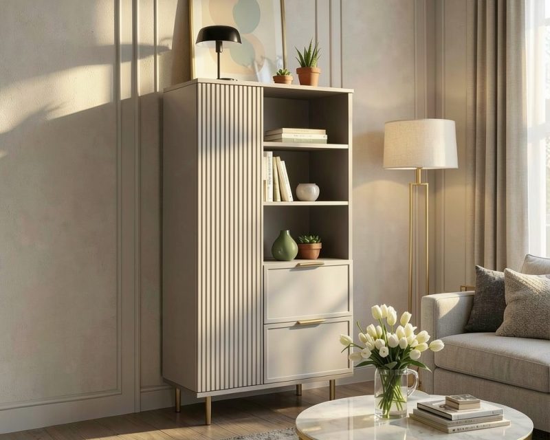 Dulap Living Soft, casmir, MDF frezat vopsit