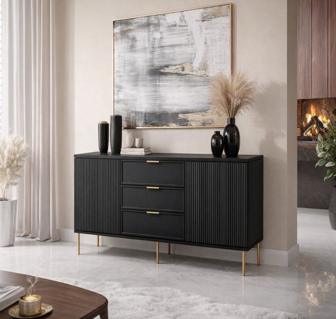 Comoda Soft 3 sertare Neagra