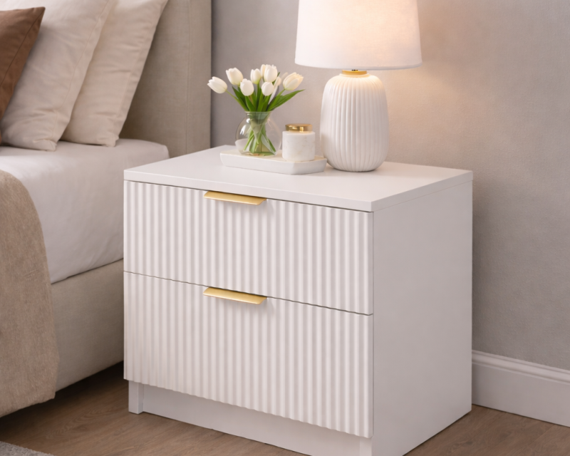 Noptiera Riflaj Mdf Alb