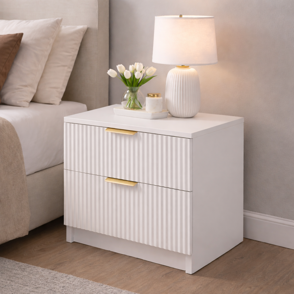 Noptiera Riflaj Mdf Alb