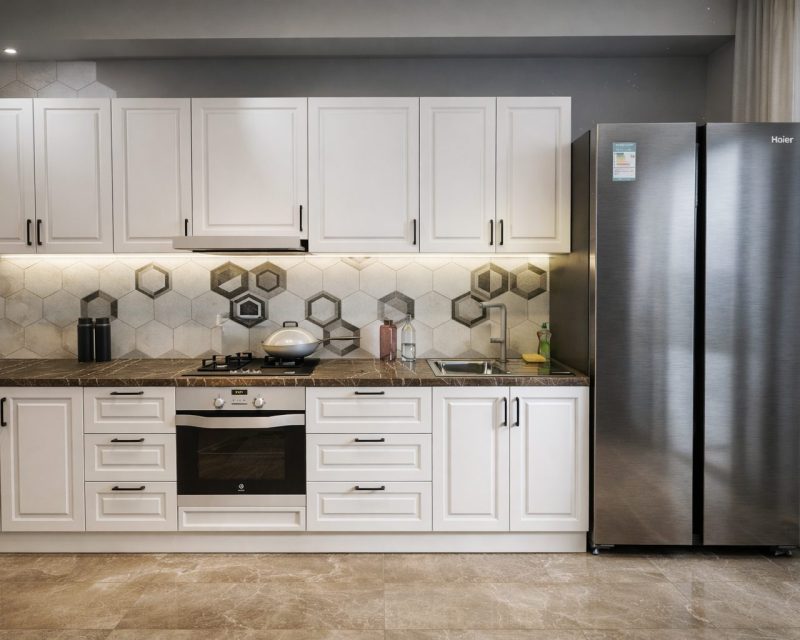 Bucatarie 320 cm Mdf  frezat si vopsit