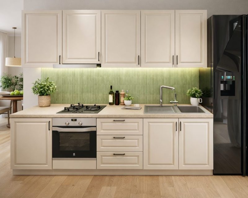 Bucatarie Cora 2.6 M, casmir, MDF frezat vopsit
