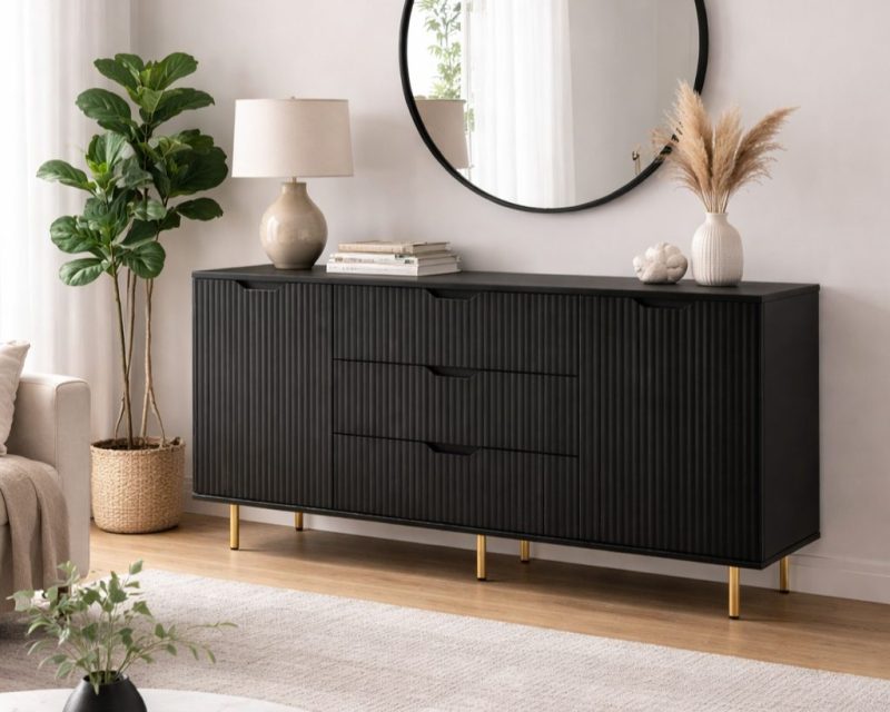 Comoda Linea Noir | Mdf frezat si vopsit