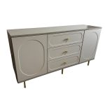 Comoda Cleo, greige, 3 sertare, 2 usi, MDF vopsit