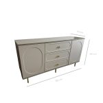 Comoda Cleo, greige, 3 sertare, 2 usi, MDF vopsit