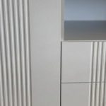 Comoda Rivo, greige, 1 usa, 2 sertare, MDF riflaj vopsit