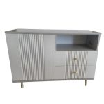 Comoda Rivo, greige, 1 usa, 2 sertare, MDF riflaj vopsit