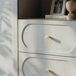 Dulap Living Cleo, greige, 1 usa, 2 sertare, MDF vopsit