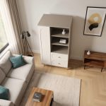 Dulap Living Cleo, greige, 1 usa, 2 sertare, MDF vopsit
