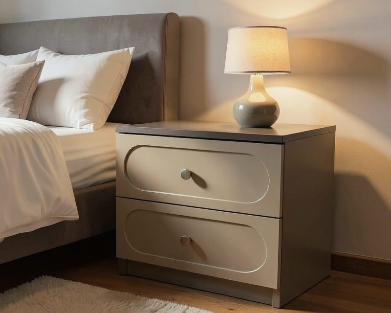 Noptiera Cleo, greige, 2 sertare, MDF vopsit