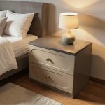 Noptiera Cleo, greige, 2 sertare, MDF vopsit