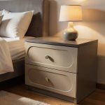 Noptiera Cleo, greige, 2 sertare, MDF vopsit