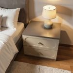 Noptiera Cleo, greige, 2 sertare, MDF vopsit